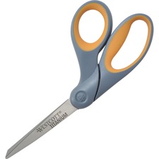 Westcott Titanium Bonded 8" Bent Shears - 3.50" Cutting Length - 8" Overall Length - Bent-left/right - Titanium - Bent Tip - Gray - 1 Each