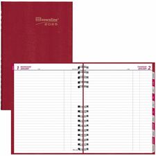 Brownline Daily Untimed Planner - Daily - January 2024 - December 2024 - 7 7/8" x 10" Sheet Size - Twin Wire - Red - Pocket, Perforated, Expense Log - 1 Each