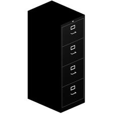 HON 510 Series Vertical File With Lock - 4-Drawer - 18.3" x 25" x 52" - 4 x Drawer(s) for File - Legal - Vertical - Security Lock - Black - Baked Enamel - Steel - Recycled