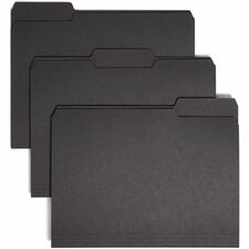 Smead 1/3 Tab Cut Letter Recycled Top Tab File Folder - 8 1/2" x 11" - 3/4" Expansion - Top Tab Location - Assorted Position Tab Position - Paper - Black - 10% Recycled - 100 / Box