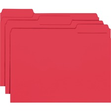 Smead 1/3 Tab Cut Letter Recycled Top Tab File Folder - 8 1/2" x 11" - 3/4" Expansion - Top Tab Location - Assorted Position Tab Position - Paper - Red - 10% Recycled - 100 / Box