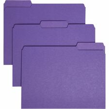 Smead 1/3 Tab Cut Letter Recycled Top Tab File Folder - 8 1/2" x 11" - 3/4" Expansion - Top Tab Location - Assorted Position Tab Position - Paper - Purple - 10% Recycled - 100 / Box