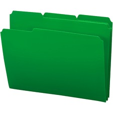 Smead 1/3 Tab Cut Letter Top Tab File Folder - 8 1/2" x 11" - 3/4" Expansion - Top Tab Location - Assorted Position Tab Position - Polypropylene - Green - 24 / Box
