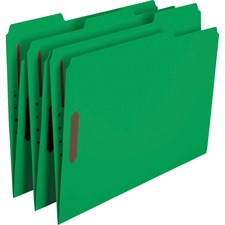 Smead Colored 1/3 Tab Cut Letter Recycled Fastener Folder - 8 1/2" x 11" - 3/4" Expansion - 2 x 2K Fastener(s) - 2" Fastener Capacity for Folder - Top Tab Location - Assorted Position Tab Position - Green - 10% Recycled - 50 / Box