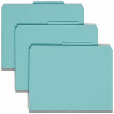 Smead SafeSHIELD 2/5 Tab Cut Letter Recycled Classification Folder - 8 1/2" x 11" - 2" Expansion - 2 x 2S Fastener(s) - 2" Fastener Capacity for Folder - Top Tab Location - Right of Center Tab Position - 1 Divider(s) - Pressboard - Blue - 100% Recycled - 10 / Box