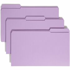 Smead Colored 1/3 Tab Cut Legal Recycled Top Tab File Folder - 8 1/2" x 14" - 3/4" Expansion - Top Tab Location - Assorted Position Tab Position - Lavender - 10% Recycled - 100 / Box