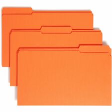 Smead Colored 1/3 Tab Cut Legal Recycled Top Tab File Folder - 8 1/2" x 14" - 3/4" Expansion - Top Tab Location - Assorted Position Tab Position - Orange - 10% Recycled - 100 / Box