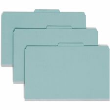 Smead SafeSHIELD 2/5 Tab Cut Legal Recycled Classification Folder - 8 1/2" x 14" - 2" Expansion - 2 x 2S Fastener(s) - 2" Fastener Capacity for Folder - Top Tab Location - Right of Center Tab Position - 2 Divider(s) - Pressboard - Blue - 100% Recycled - 10 / Box