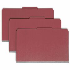 Smead SafeSHIELD 2/5 Tab Cut Legal Recycled Classification Folder - 8 1/2" x 14" - 2" Expansion - 2 x 2S Fastener(s) - 2" Fastener Capacity for Folder - Top Tab Location - Right of Center Tab Position - 2 Divider(s) - Pressboard - Bright Red - 100% Recycled - 10 / Box