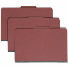 Smead SafeSHIELD 2/5 Tab Cut Legal Recycled Classification Folder - 8 1/2" x 14" - 2" Expansion - 2 x 2S Fastener(s) - 2" Fastener Capacity for Folder - Top Tab Location - Right of Center Tab Position - 2 Divider(s) - Pressboard - Red - 100% Recycled - 10 / Box