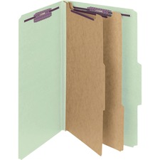 Smead SafeSHIELD 2/5 Tab Cut Legal Recycled Classification Folder - 8 1/2" x 14" - 2" Expansion - 2 x 2S Fastener(s) - 2" Fastener Capacity for Folder - Top Tab Location - Right of Center Tab Position - 2 Divider(s) - Pressboard - Gray, Green - 100% Recycled - 10 / Box