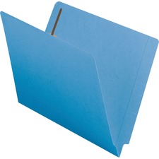Smead Shelf-Master Straight Tab Cut Letter Recycled Fastener Folder - 8 1/2" x 11" - 3/4" Expansion - 2 x 2B Fastener(s) - 2" Fastener Capacity for Folder - End Tab Location - Blue - 10% Recycled - 50 / Box