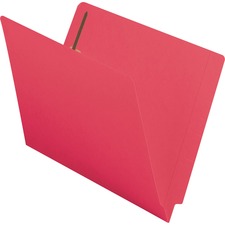 Smead Shelf-Master Straight Tab Cut Letter Recycled Fastener Folder - 8 1/2" x 11" - 3/4" Expansion - 2 x 2B Fastener(s) - 2" Fastener Capacity for Folder - End Tab Location - Red - 10% Recycled - 50 / Box