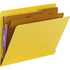 Smead 1/3 Tab Cut Letter Recycled Classification Folder - 8 1/2" x 11" - 2" Expansion - 2 x 2S Fastener(s) - 2" Fastener Capacity for Folder - 2 Divider(s) - Pressboard - Yellow - 100% Recycled - 10 / Box