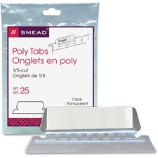 Smead Poly Tabs - 5 Tab(s)/Set x 2.25" Tab Width - Clear Vinyl Tab - 25 / Pack