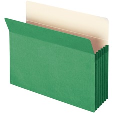 Smead Straight Tab Cut Letter Recycled File Pocket - 8 1/2" x 11" - 3 1/2" Expansion - Top Tab Location - Card Stock - Green - 10% Recycled - 1 Each