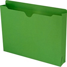 Smead Colored Straight Tab Cut Letter Recycled File Jacket - 8 1/2" x 11" - 2" Expansion - Green - 10% Recycled - 50 / Box