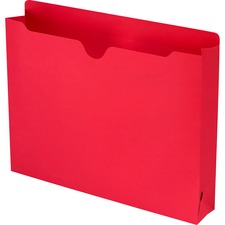 Smead Colored Straight Tab Cut Letter Recycled File Jacket - 8 1/2" x 11" - 2" Expansion - Red - 10% Recycled - 50 / Box