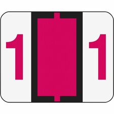 Smead BCCRN Bar-Style Color-Coded Labels - "Number" - 1 1/4" Width x 1" Length - Red - 500 / Roll