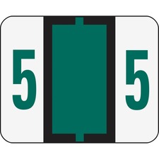 Smead BCCRN Bar-Style Color-Coded Labels - "Number" - 1 1/4" Width x 1" Length - Dark Green - 500 / Roll