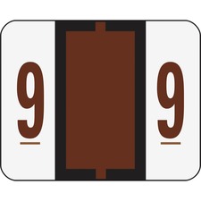 Smead BCCRN Bar-Style Color-Coded Labels - "Number" - 1 1/4" Width x 1" Length - Brown - 500 / Roll