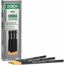 Dixon Phano Nontoxic China Markers - Black Lead - Black Barrel - 1 Each