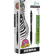 Zebra Z-Grip Retractable Ballpoint Pens - Medium Pen Point - 1 mm Pen Point Size - Retractable - Black - Black Barrel - 1 / Dozen