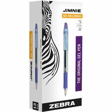 Zebra Pen Jimnie Soft Rubber Grip Gel Rollerball Pens - Medium Pen Point - 0.7 mm Pen Point Size - Blue Water Based Ink - Translucent Barrel - 1 Each
