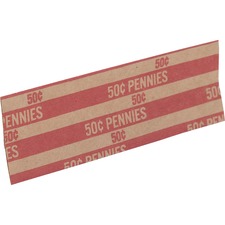 Sparco Flat Coin Wrappers - 1000 Wrap(s)Total $0.50 in 50 Coins of 1¢ Denomination - 60 lb Basis Weight - Kraft - Red - 1000 / Pack