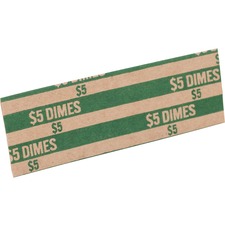 Sparco Flat Coin Wrappers - 1000 Wrap(s)Total $5.0 in 50 Coins of 10¢ Denomination - 60 lb Basis Weight - Kraft - Green - 1000 / Pack