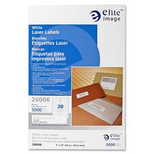 Elite Image White Mailing/Address Laser Labels - 1" Width x 4" Length - Permanent Adhesive - Rectangle - Laser - White - 5000 / Pack