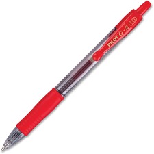 Pilot G2 Bold Point Retractable Gel Pens - Bold Pen Point - 1 mm Pen Point Size - Refillable - Retractable - Red Gel-based Ink - Clear Barrel - 1 Dozen