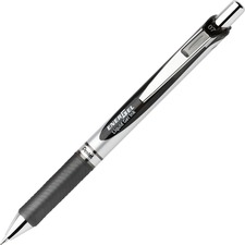 EnerGel EnerGel RTX Liquid Gel Pen - Medium Pen Point - 0.7 mm Pen Point Size - Refillable - Retractable - Black Gel-based Ink - Silver Barrel - Metal Tip - 1 Each