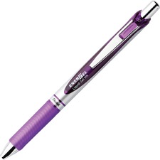 EnerGel EnerGel RTX Liquid Gel Pen - Medium Pen Point - 0.7 mm Pen Point Size - Refillable - Retractable - Violet Gel-based Ink - Silver Barrel - Metal Tip - 1 Each