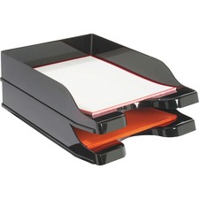 Deflecto DocuTray Multi-Directional Stacking Tray - 2 Tier(s) - 2.5" Height x 10.1" Width x 14" Depth - Desktop - Polystyrene - 2 / Set