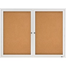 Quartet Enclosed Bulletin Board for Indoor Use - 36" (914.40 mm) Height x 48" (1219.20 mm) Width - Brown Natural Cork Surface - Hinged, Self-healing, Shatter Proof, Rounded Corner, Durable - Silver Aluminum Frame - 1 Each