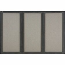 Quartet Enclosed Bulletin Board - 48" Height x 72" Width - Gray Fabric Surface - Hinged, Durable, Shatter Proof, Self-healing - Graphite Frame - 1 Each