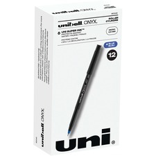 uni-ball Onyx Rollerball Pens - Micro Pen Point - 0.5 mm Pen Point Size - Blue - 1 Dozen