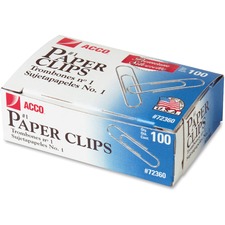 ACCO Premium Paper Clips - No. 1 - 10 Sheet Capacity - Galvanized, Corrosion Resistant - 10 / Pack - Silver - Metal, Zinc Plated