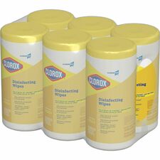 CloroxPro™ Disinfecting Wipes - For Multipurpose - Ready-To-Use - Lemon Fresh Scent - 75 / Canister - 6 / Carton - Pleasant Scent, Disinfectant, Pre-moistened, Textured, Streak-free, Bleach-free, Phosphorous-free, Easy Tear, Easy to Use, Antibacterial - Yellow