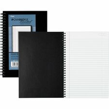 Cambridge Limited Business Notebooks - 80 Sheets - Wire Bound - College Ruled - 0.28" Ruled - 20 lb Basis Weight - 8" x 5" - White Paper - Black Binding - BlackLinen Cover - Bond Paper, Perforated, Subject, Flexible Cover, Durable, Easy Tear - 1 Each