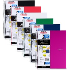 Mead Wirebound Notebooks - 150 Sheets - Wire Bound - 11" x 8 1/2" - White Paper - Assorted Cover - Pocket, Stiff-back, Perforated, Pocket, Heavyweight, Subject, Spiral Lock - 1 Each