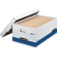 Bankers Box Stor/File Lift-Off Lid Medium-duty Legal Storage Box - Internal Dimensions: 15" Width x 24" Depth x 10" Height - External Dimensions: 15.9" Width x 25.4" Depth x 10.3" Height - Media Size Supported: Legal - Lift-off Closure - Medium Duty - Stackable - White, Blue - For File - Recycled - 12 / Carton