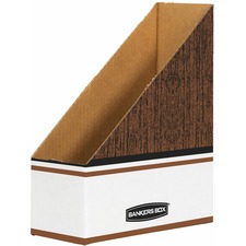 Bankers Box Oversized Magazine File Storage Box - Wood Grain, White - Cardboard - 12 / Carton