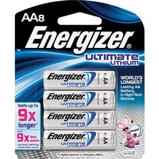 Energizer Ultimate Lithium AA Batteries - For Multipurpose - AA - 1.5 V DC - 8 / Pack