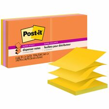 Post-it® Super Sticky Dispenser Notes - Energy Boost Color Collection - 540 - 3" x 3" - Square - 90 Sheets per Pad - Unruled - Vital Orange, Tropical Pink, Sunnyside - Paper - Self-adhesive, Repositionable - 6 / Pack