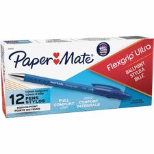 Paper Mate FlexGrip Ultra Ballpoint Pen - Medium Pen Point - Refillable - Retractable - Blue - Blue Rubber Barrel - 1 Each