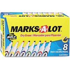Avery® Marks A Lot Desk-Style Dry-Erase Markers - Chisel Marker Point Style - Black, Blue, Red, Green, Purple, Yellow - 8 / Box