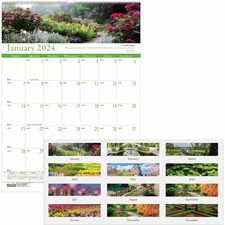 House of Doolittle Earthscapes Gardens Wall Calendar - Julian Dates - Monthly - 1 Year - January 2024 - December 2024 - 1 Month Single Page Layout - 15 1/2" x 22" Sheet Size - 2" x 2.50" Block - Wire Bound - White - Paper - Reference Calendar, Eyelet - 1 Each