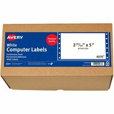 Avery® Address Label - 5" Width x 2 15/16" Length - Permanent Adhesive - Dot Matrix - White - 1 / Sheet - 3000 Total Label(s) - 3000 / Box